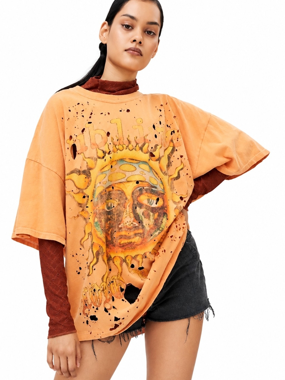 Urban Outfitters Sublime Long Beach Sun Distressed band Tee L/XL Grunge fun